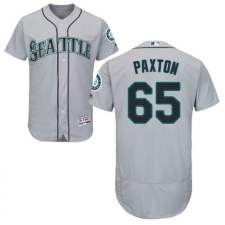 Men's Majestic Seattle Mariners #65 James Paxton Grey Road Flex Base Authentic Collection MLB Jersey