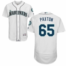 Men's Majestic Seattle Mariners #65 James Paxton White Home Flex Base Authentic Collection MLB Jersey
