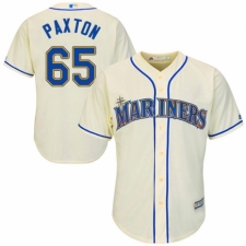 Youth Majestic Seattle Mariners #65 James Paxton Authentic Cream Alternate Cool Base MLB Jersey
