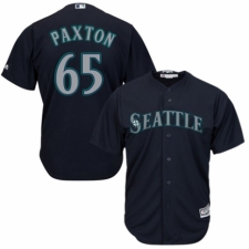 Youth Majestic Seattle Mariners #65 James Paxton Authentic Navy Blue Alternate 2 Cool Base MLB Jersey