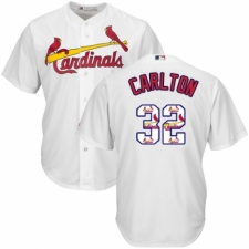 Men's Majestic St. Louis Cardinals #32 Steve Carlton Authentic White Team Logo Fashion Cool Base MLB Jersey