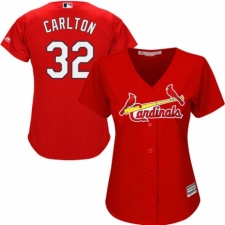 Women's Majestic St. Louis Cardinals #32 Steve Carlton Replica Red Alternate Cool Base MLB Jersey