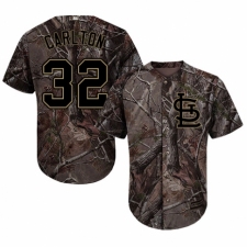 Youth Majestic St. Louis Cardinals #32 Steve Carlton Authentic Camo Realtree Collection Flex Base MLB Jersey