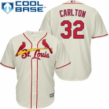 Youth Majestic St. Louis Cardinals #32 Steve Carlton Replica Cream Alternate Cool Base MLB Jersey