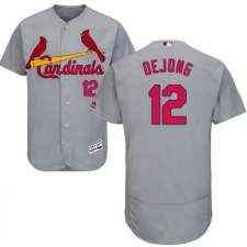 Men's Majestic St. Louis Cardinals #12 Paul DeJong Grey Road Flex Base Authentic Collection MLB Jersey