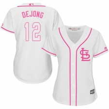 Women's Majestic St. Louis Cardinals #12 Paul DeJong Replica White Fashion Cool Base MLB Jersey