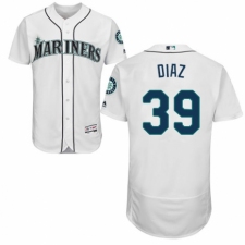 Men's Majestic Seattle Mariners #39 Edwin Diaz White Home Flex Base Authentic Collection MLB Jersey