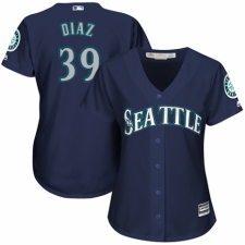Women's Majestic Seattle Mariners #39 Edwin Diaz Authentic Navy Blue Alternate 2 Cool Base MLB Jersey