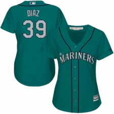 Women's Majestic Seattle Mariners #39 Edwin Diaz Authentic Teal Green Alternate Cool Base MLB Jersey