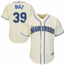 Youth Majestic Seattle Mariners #39 Edwin Diaz Replica Cream Alternate Cool Base MLB Jersey