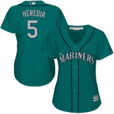Women's Majestic Seattle Mariners #5 Guillermo Heredia Authentic Teal Green Alternate Cool Base MLB Jersey