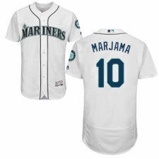 Men's Majestic Seattle Mariners #10 Mike Marjama White Home Flex Base Authentic Collection MLB Jersey