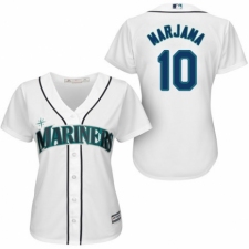 Women's Majestic Seattle Mariners #10 Mike Marjama Authentic White Home Cool Base MLB Jersey