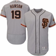 Men's Majestic San Francisco Giants #19 Alen Hanson Grey Alternate Flex Base Authentic Collection MLB Jersey