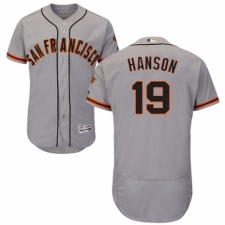 Men's Majestic San Francisco Giants #19 Alen Hanson Grey Road Flex Base Authentic Collection MLB Jersey