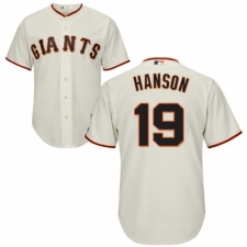 Men's Majestic San Francisco Giants #19 Alen Hanson Replica Cream Home Cool Base MLB Jersey