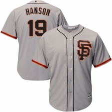 Men's Majestic San Francisco Giants #19 Alen Hanson Replica Grey Road 2 Cool Base MLB Jersey
