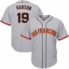 Men's Majestic San Francisco Giants #19 Alen Hanson Replica Grey Road Cool Base MLB Jersey