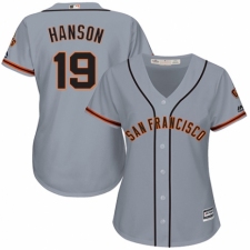 Women's Majestic San Francisco Giants #19 Alen Hanson Authentic Grey Road Cool Base MLB Jersey