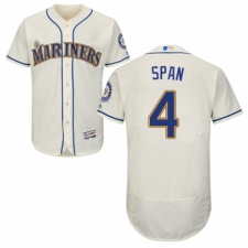 Men's Majestic Seattle Mariners #4 Denard Span Cream Alternate Flex Base Authentic Collection MLB Jersey