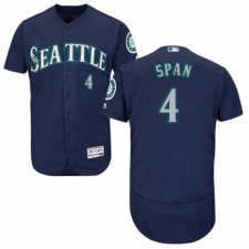 Men's Majestic Seattle Mariners #4 Denard Span Navy Blue Alternate Flex Base Authentic Collection MLB Jersey