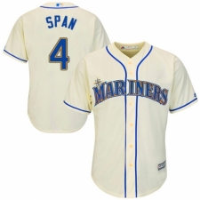 Men's Majestic Seattle Mariners #4 Denard Span Replica Cream Alternate Cool Base MLB Jersey