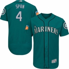 Men's Majestic Seattle Mariners #4 Denard Span Teal Green Alternate Flex Base Authentic Collection MLB Jersey