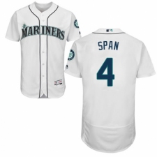 Men's Majestic Seattle Mariners #4 Denard Span White Home Flex Base Authentic Collection MLB Jersey
