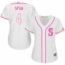Women's Majestic Seattle Mariners #4 Denard Span Authentic White Fashion Cool Base MLB Jersey