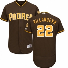 Men's Majestic San Diego Padres #22 Christian Villanueva Brown Alternate Flex Base Authentic Collection MLB Jersey
