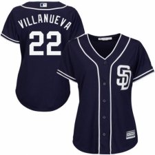Women's Majestic San Diego Padres #22 Christian Villanueva Authentic Navy Blue Alternate 1 Cool Base MLB Jersey