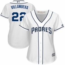 Women's Majestic San Diego Padres #22 Christian Villanueva Replica White Home Cool Base MLB Jersey