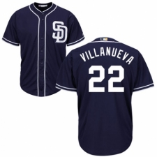 Youth Majestic San Diego Padres #22 Christian Villanueva Authentic Navy Blue Alternate 1 Cool Base MLB Jersey