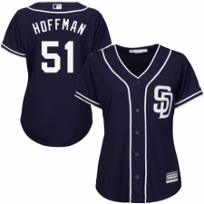 Women's Majestic San Diego Padres #51 Trevor Hoffman Authentic Navy Blue Alternate 1 Cool Base MLB Jersey