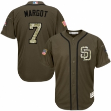 Youth Majestic San Diego Padres #7 Manuel Margot Authentic Green Salute to Service Cool Base MLB Jersey