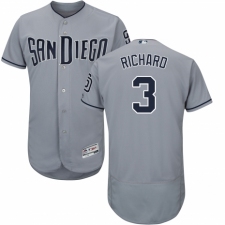Men's Majestic San Diego Padres #3 Clayton Richard Authentic Grey Road Cool Base MLB Jersey