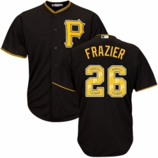 Men's Majestic Pittsburgh Pirates #26 Adam Frazier Authentic Black Team Logo Fashion Cool Base MLB Jersey