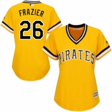 Women's Majestic Pittsburgh Pirates #26 Adam Frazier Authentic Gold Alternate Cool Base MLB Jersey