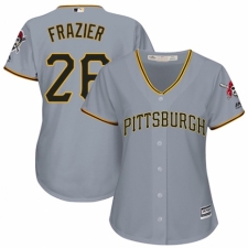 Women's Majestic Pittsburgh Pirates #26 Adam Frazier Authentic Grey Road Cool Base MLB Jersey