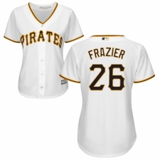 Women's Majestic Pittsburgh Pirates #26 Adam Frazier Authentic White Home Cool Base MLB Jersey