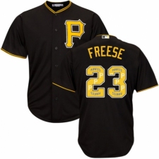 Men's Majestic Pittsburgh Pirates #23 David Freese Authentic Black Team Logo Fashion Cool Base MLB Jersey