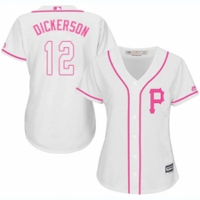 Women's Majestic Pittsburgh Pirates #12 Corey Dickerson Authentic White Fashion Cool Base MLB Jersey