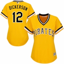 Women's Majestic Pittsburgh Pirates #12 Corey Dickerson Replica Gold Alternate Cool Base MLB Jersey
