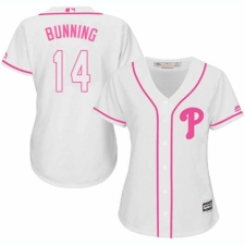 Women's Majestic Philadelphia Phillies #14 Jim Bunning Authentic White Fashion Cool Base MLB Jersey