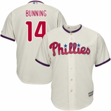 Youth Majestic Philadelphia Phillies #14 Jim Bunning Authentic Cream Alternate Cool Base MLB Jersey