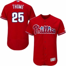 Men's Majestic Philadelphia Phillies #25 Jim Thome Red Alternate Flex Base Authentic Collection MLB Jersey