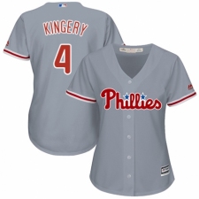 Women's Majestic Philadelphia Phillies #4 Scott Kingery Replica Grey Road Cool Base MLB Jersey