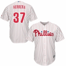 Men's Majestic Philadelphia Phillies #37 Odubel Herrera Replica White/Red Strip Home Cool Base MLB Jersey