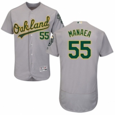 Men's Majestic Oakland Athletics #55 Sean Manaea Grey Road Flex Base Authentic Collection MLB Jersey