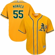 Men's Majestic Oakland Athletics #55 Sean Manaea Replica Gold Alternate 2 Cool Base MLB Jersey